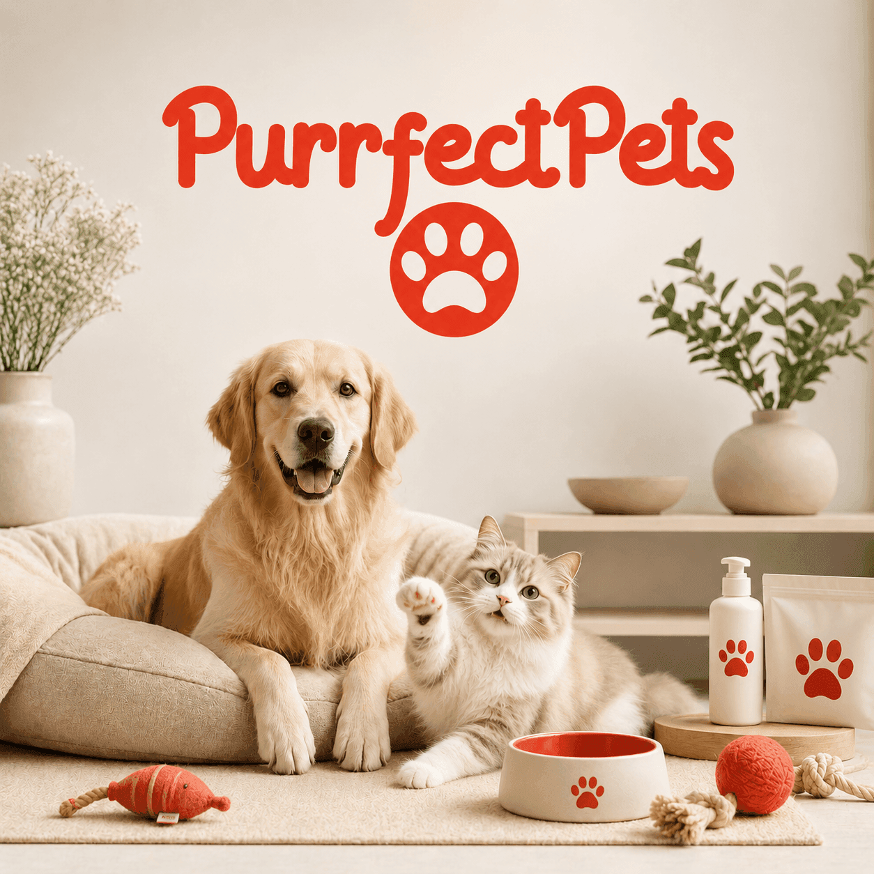 Purrfect Pets Logo with cat and dog